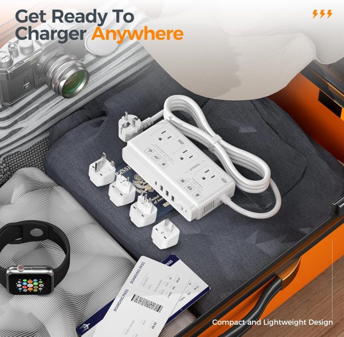 220V to 110V Voltage Converter, TESSAN Universal Travel Adapter with 4 USB Charger (1 USB C), 3 AC Sockets and EU/UK/AU/IT Plug Power Adaptor, Step Down Transformer Outlet Converters for International - Image 6