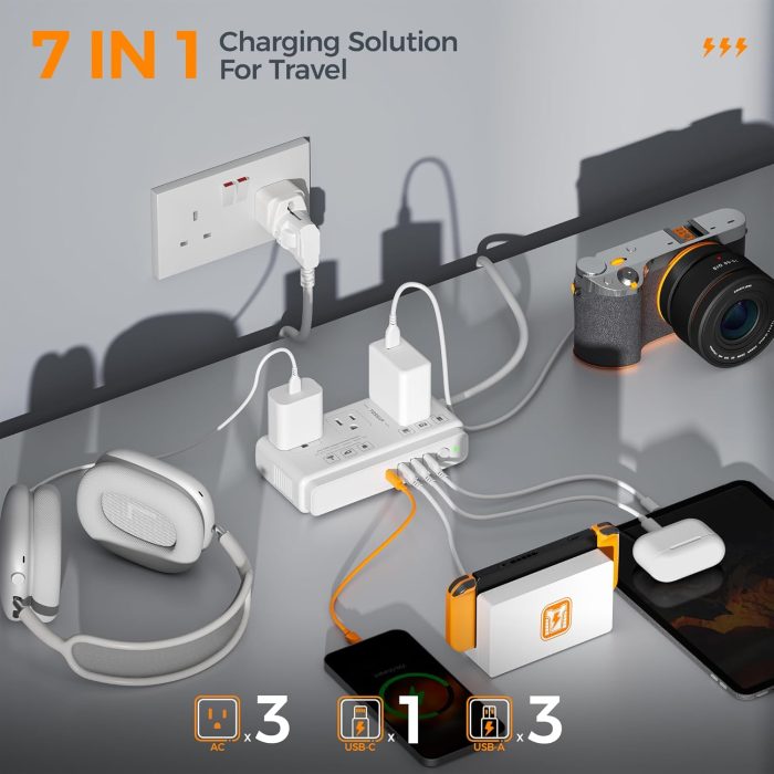 220V to 110V Voltage Converter, TESSAN Universal Travel Adapter with 4 USB Charger (1 USB C), 3 AC Sockets and EU/UK/AU/IT Plug Power Adaptor, Step Down Transformer Outlet Converters for International - Image 7
